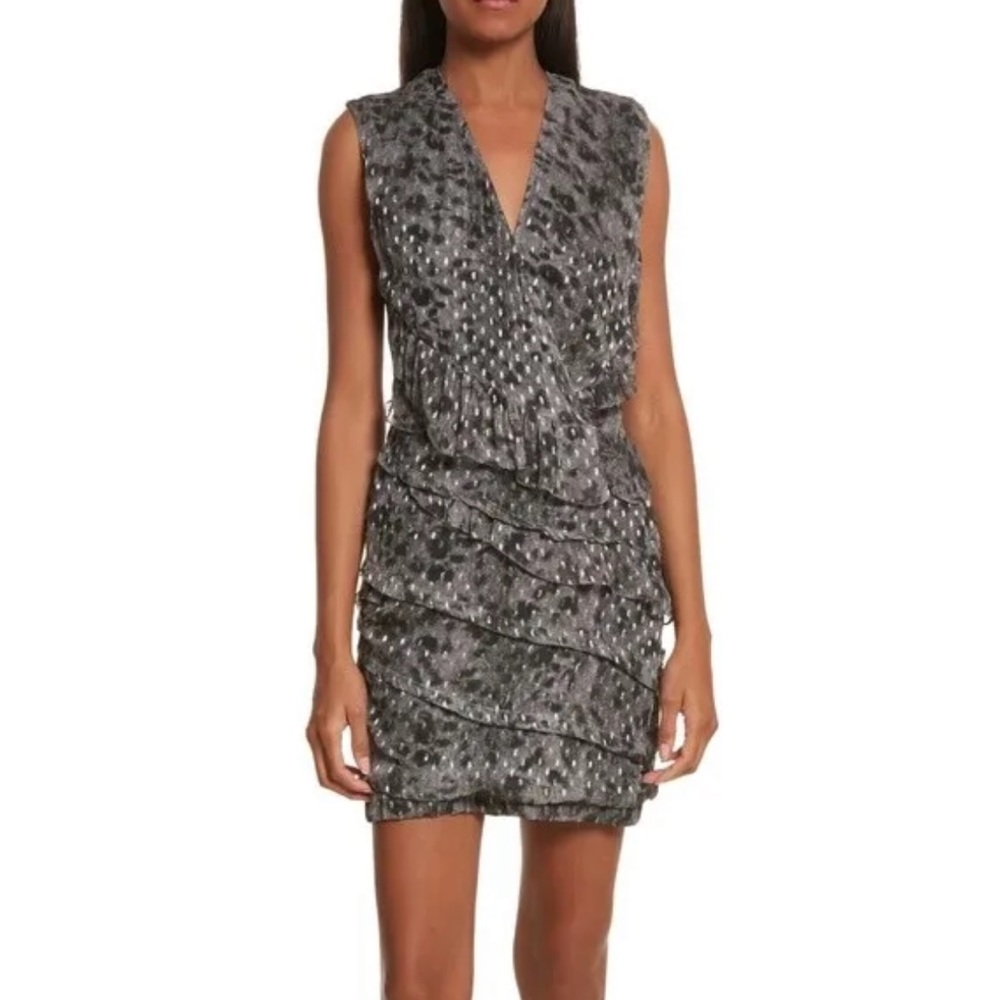 IRO Corrie Ruffle Leopard Print Dress